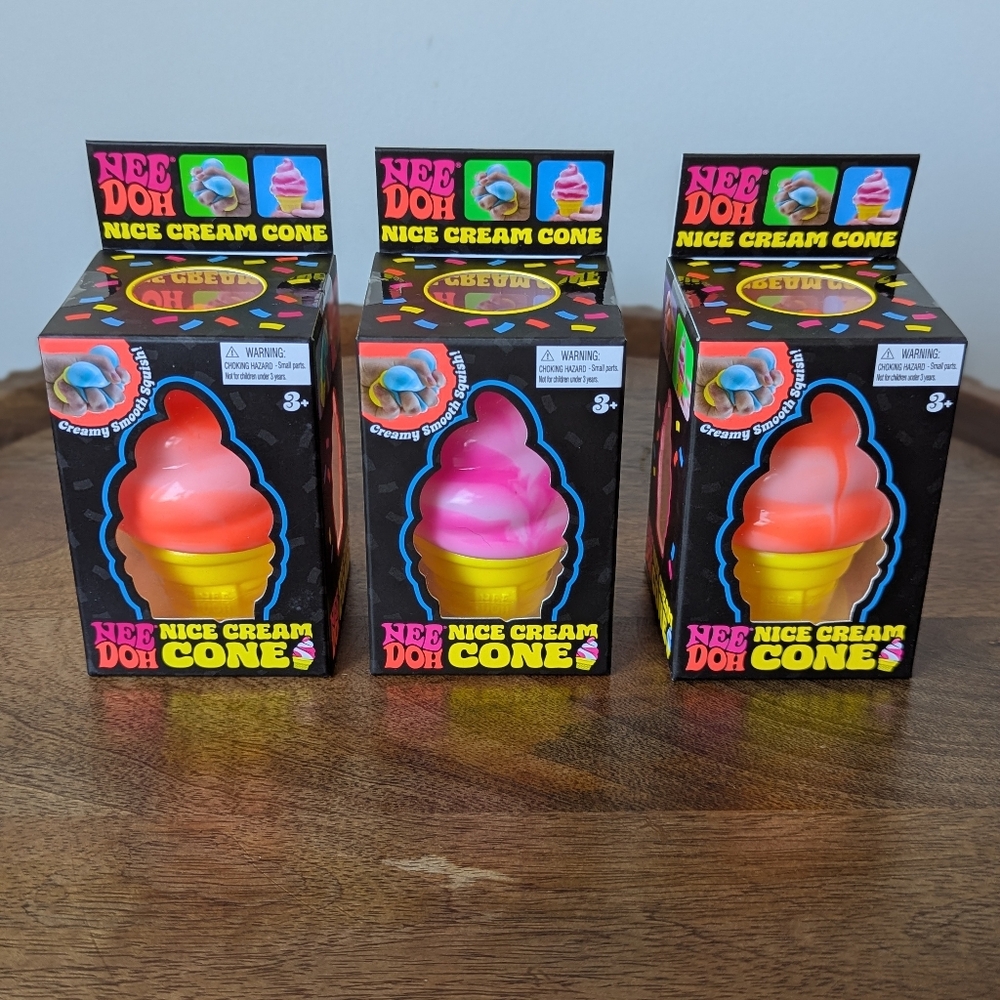 🔥 Viral NeeDoh Nice Cream Cone Limited Edition Pink Or Orange Squishie (1)